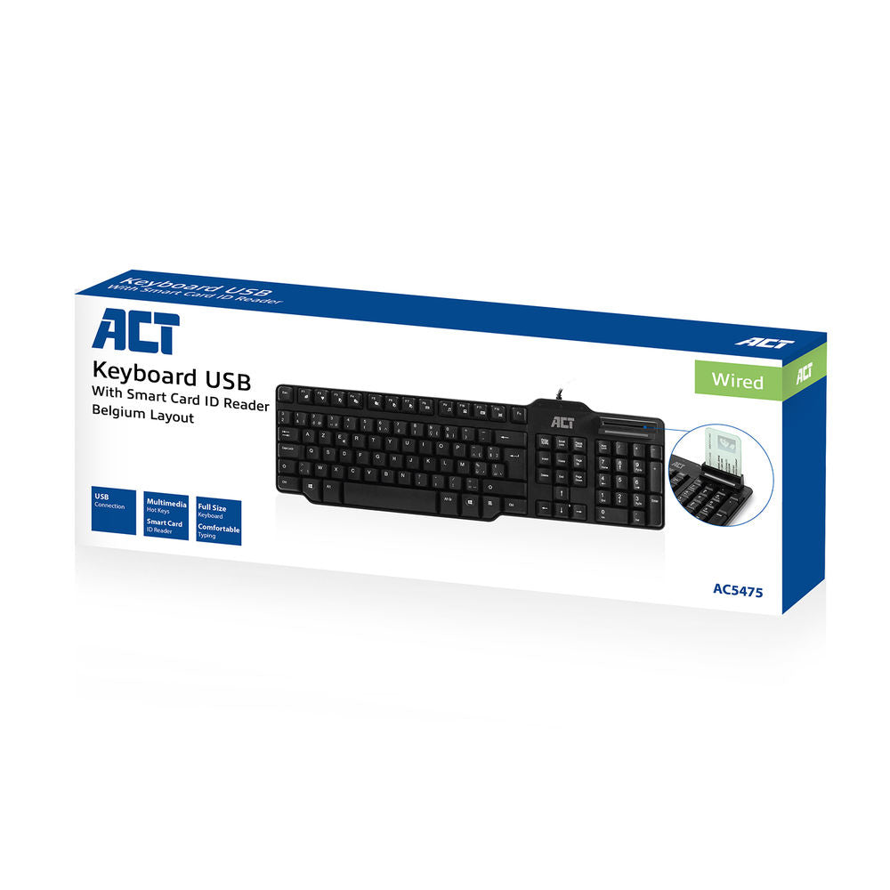 ACT AC5475 clavier Bureau USB AZERTY Belge Noir