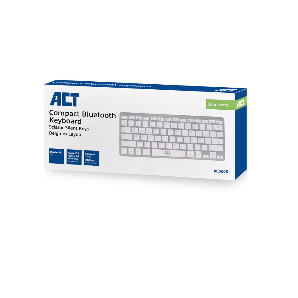 ACT AC5605 clavier Universel Bluetooth AZERTY Belge Blanc