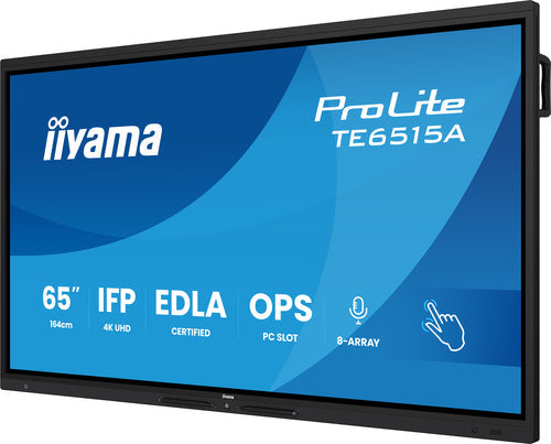 iiyama TE6515A-B1AG Écran d'affichage dynamique Écran plat interactif 163,8 cm (64.5") Wifi 550 cd/m² 4K Ultra HD Noir Écran tactile Intégré dans le processeur Android