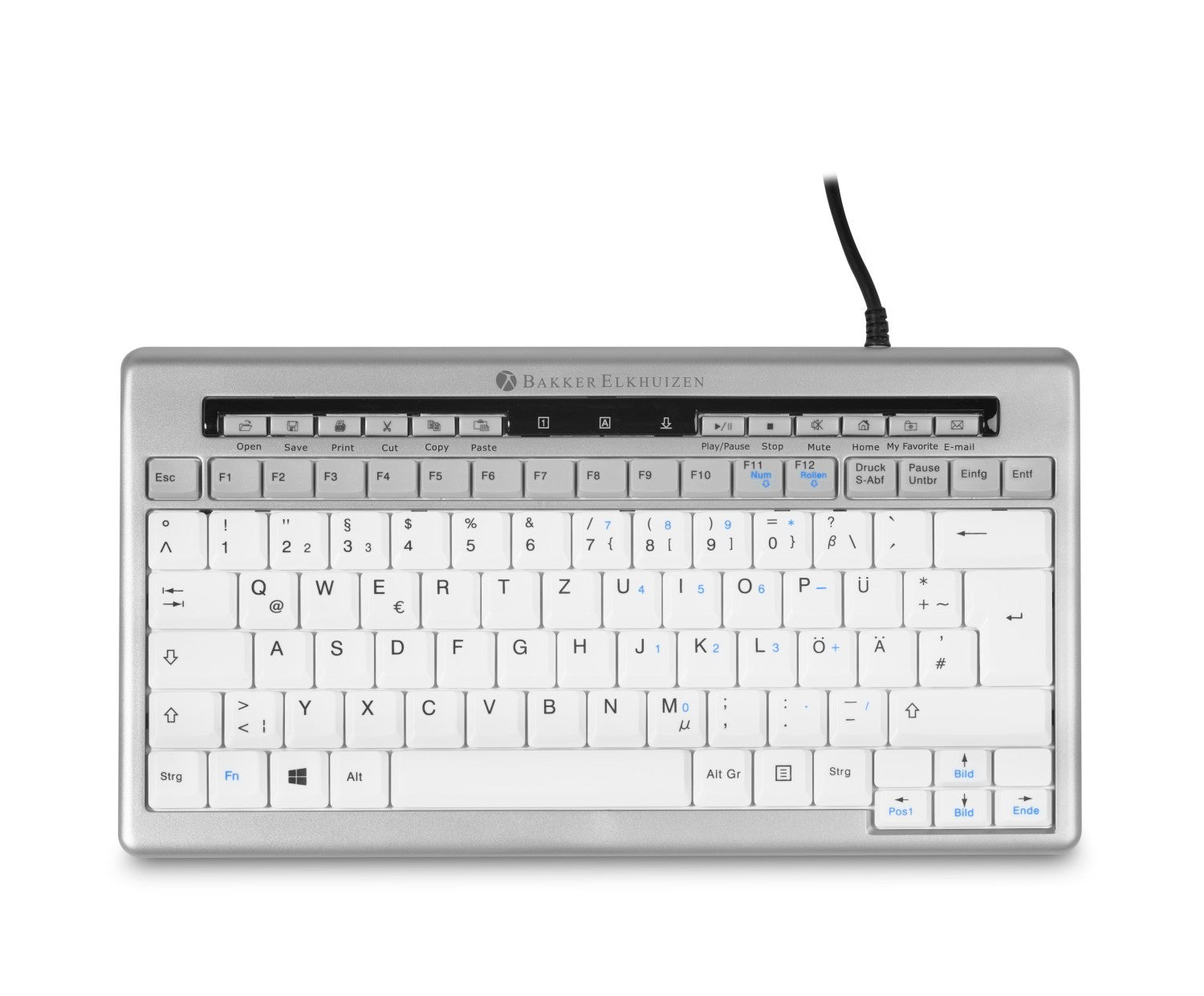 BakkerElkhuizen S-board 840 clavier Bureau USB QWERTZ Allemand Gris clair, Blanc